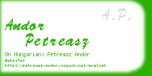 andor petreasz business card